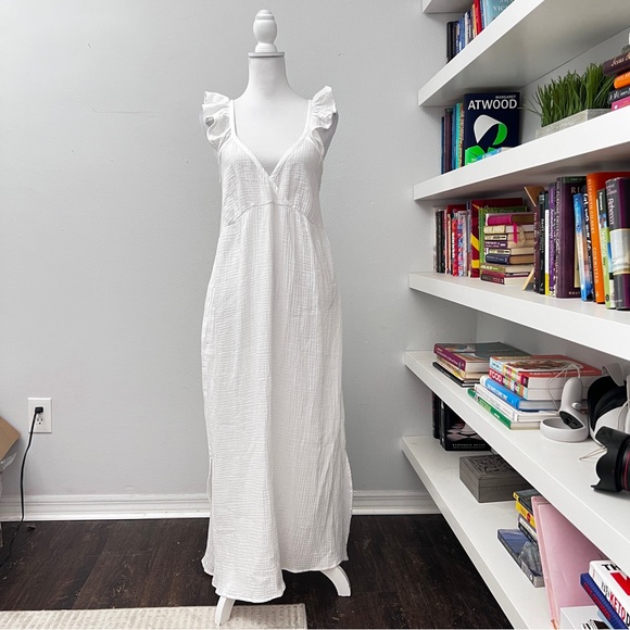 Magaschoni Dresses & Skirts - Magaschoni White Organic cotton gauze dress size large
